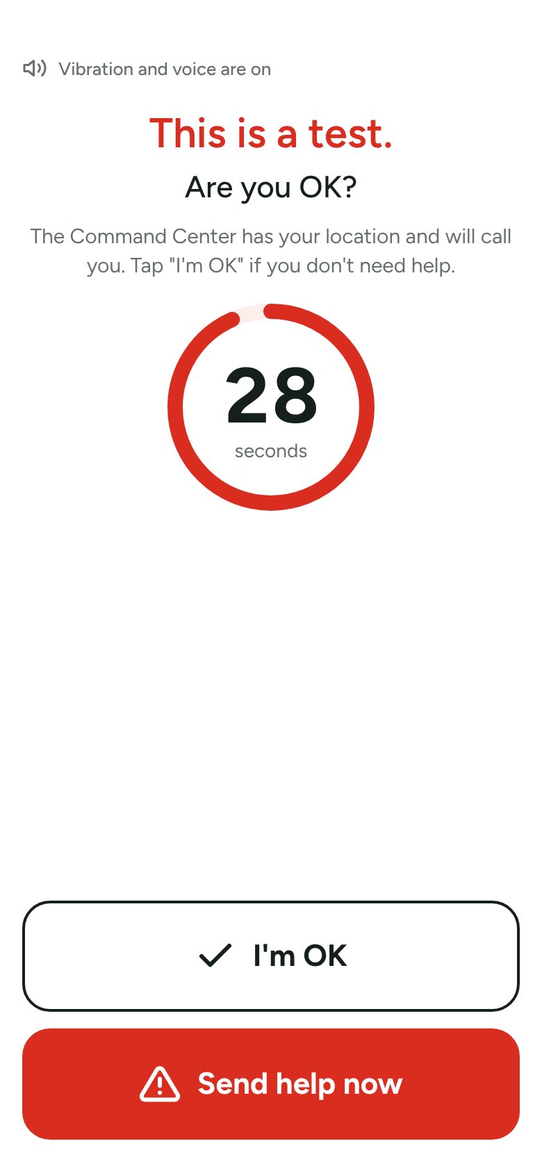 Possible crash: a 30-second countdown before help is sent